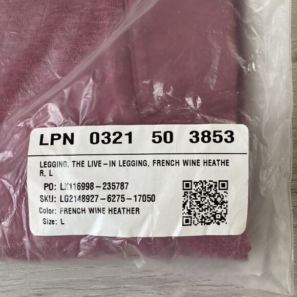 Fabletics Live-In High-Waisted Legging Size L French Wine Heather NWT‎ - Picture 6 of 7